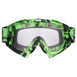 Motocross Brille hellgrün mit klarem Glas