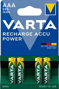 1x4 Varta RECHARGE ACCU Power 550 mAH AAA Micro NiMH 1x4 Varta RECHARGE ACCU Power 550 mAH AAA Micro NiMH