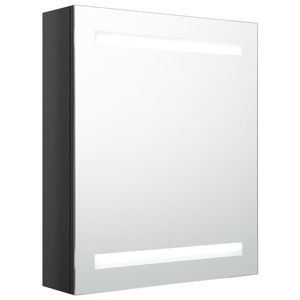 vidaXL LED-Bad-Spiegelschrank Glänzendes Schwarz 50x14x60 cm