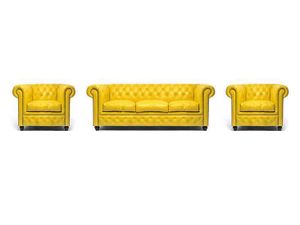 Chesterfield Sofa Original Leder  1+ 1 + 3  Sitzer Gelb |