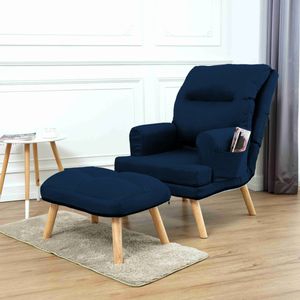 Liegesessel Sessel Relaxsessel Nemo mit Fußhocker Rückenlehne 5-stufig einstellbar seitliche Fächer, Farbe: Monolith 77