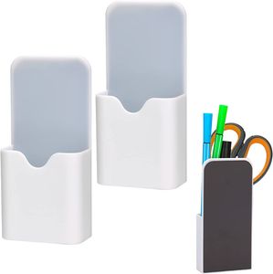 2pcs Magnetischer Stifthalter,Magnetisch Marker Halter Pen Container Heim Büro Lieferungen für Kühlschrank Whiteboard Schließfach(Weiß)