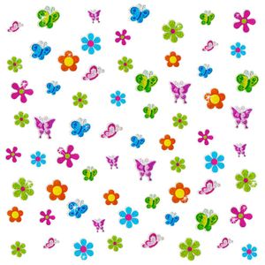 Oblique Unique 68 Sticker Aufkleber Blumen Schmetterlinge glitzernd Kinder - bunt