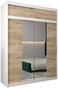 Kleiderschrank, Schiebetürenschrank Schlafzimmer, Schrank mit Spiegel TOKYO 1 180 mit Aufsatz, Höhe 240 cm