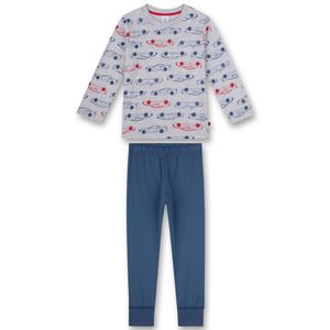 Sanetta Jungen Schlafanzug - Nachtwäsche, Pyjama, Baumwolle, Autos, lang Grau/Blau 116