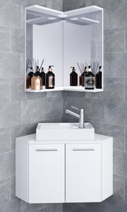 VCM 3-dielna súprava kúpeľňového nábytku WC pre hostí umývadlo pre hostí malá rohová Vilosa biela