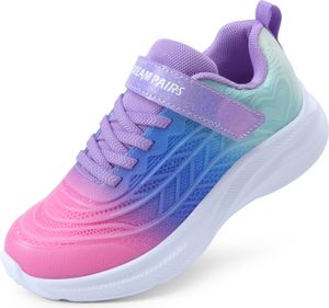 DREAM PAIRS Turnschuhe Kinder Sportschuhe Mädchen Jungen Sneaker Atmungsaktiv Laufschuhe Outdoor Klettverschluss,Size 32,Rosa/Blau/Grün,SDRS2411K