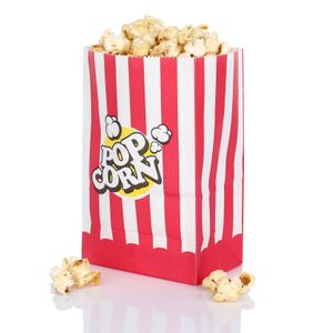 FunX Kraftpapier Popcorntüten 80er Pack - Partytüten für Kino, Filmabende und Kindergeburtstag - 10 x 7 x 16 cm Rot/Weiß Gestreift