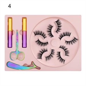 5 Paar Falsche Wimpern Kit Lotus Halter Magnetisch Dickes Manuelles Falsche Wimpern Eyeliner Set für Schönheit 1