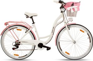 Goetze Citybike Mood 28 Zoll, 7-Gang Shimano, Tiefeinstieg, Damenfahrrad inkl. Rattan-Korb