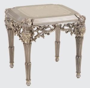Casa Padrino Luxus Barock Beistelltisch Silber / Gold 65 x 65 x H. 65 cm - Handgefertigter Massivholz Tisch im Barockstil - Barock Möbel