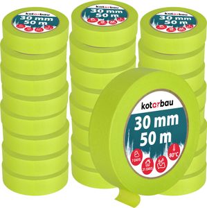 KOTARBAU® 24er Set Neon Malerkrepp 50 m Kreppband  30mm Malerband Abklebeband Maler Klebeband Maler Zubehör Fluoreszierendes Grün Kreppapier Malerbedarf
