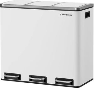 Mülltrennung 3 Behälter à 18L Weiß mit Pedal