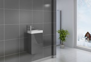 Gäste-WC Waschbecken 40 x 22 cm grau Vega