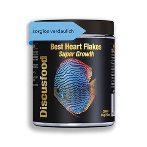 PREMIUM Fischfutter Aquarium 300ml [FÜR WACHSTUM & FARBENPRACHT] - Best Heart Super Growth Flakes - sehr gut verträgliches Granulat Flockenfutter