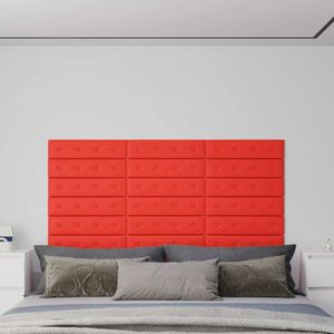 Nástenné panely 12 ks. Červená koženka 60x15 cm 1,08 m²
