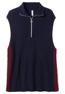 sheego Damen Große Größen Pullunder mit Troyerkragen und Reißverschluss Pullunder Citywear trendig V-Ausschnitt - unifarben