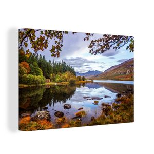 OneMillionCanvasses® - Leinwandbilder - 140x90 cm, Herbstlaub im Snowdonia-Nationalpark in Wales, Wandbilder Kunstdruck Wanddekoration - Foto auf Leinwand - Gemälde auf Holzrahmen