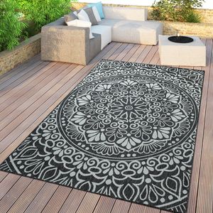 In- & Outdoor-Teppich, Für Balkon Und Terrasse Mit Orient-Design, In Schwarz Größe 160x220 cm
