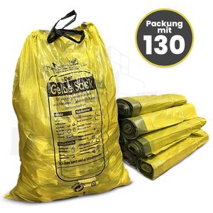 Gelbe Säcke, gelbe Müllsäcke, Wertstoff- Müllsäcke, Recycling Müllsäcke, Müllbeutel 90 l - 130 Stück / 10 Rollen SPARPAKET