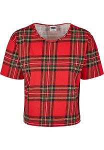 Dámské tričko Urban Classics Ladies AOP Tartan Short Oversized Tee red/blk - XS