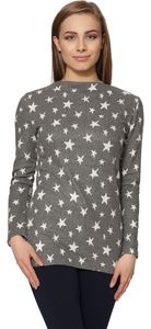 Merry Style Damen Sweatshirt Bluse langarm aus Viskose MS10-340 (Sterne Grau, XXL)