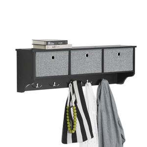 SoBuy FRG282-SCH Wandgarderobe Flurgarderobe Kleiderhaken Hängeregal 3 Körben