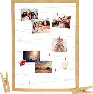 Bilderrahmen Mit Klammern Und Leine 50X70 Cm Fotohalter Mit Wäscheleine Fotoboard Bildercollage Foto Aufhänger Fotorahmen Collage Holz