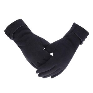 Damen Winter Warme Fleece Gefütterte Winddichte Thermo-Touchscreen-Handschuhe Schwarz Farbe Schwarz