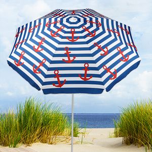 Sonnenschirm Strandschirm Schirm rund Ø2m Marine Polyester knickbar UV50