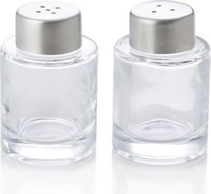 Mini Salz-/Pfefferstreuer Set, Ø 4 cm, Höhe 6 cm, Chromnickelstahl 18/8, Glas