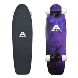 Apollo Mini-Longboard | Midi Cruiser als Komplett-Board, 70cm (30x8) | wendiges Kick Tail Mini Longboard aus Holz im Vintage Skateboard-Style | Longboard Erwachsene mit High Speed ABEC 9 Kugellagern - Nebula