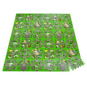 HOMCOM Kinder Puzzlematte Kinderspielteppich Spielteppich 36 Stück mit 24 Seitenstreifen und rutschfesten Vorderseite Krankenhaus-Einkaufszentrum-Thema wasserabweisend EVA mehrfarbig 31,5 x 31,5 cm