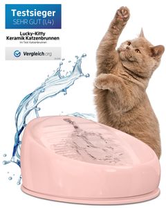 Lucky-Kitty Keramik Katzenbrunnen (rosa)