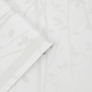 Laura Ashley Vlies Tapete | Cottonwood Pearlescent White Pappelholz perlglänzend weiss 10 m x 0.52 m