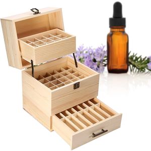 Aufbewahrungsbox für ätherische Öle, 59 Slots Aromatherapie für ätherische Öle aus Holz