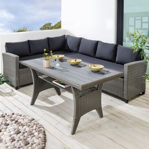 riess-ambiente Outdoor Sitzgruppe MONACO 240cm anthrazit Polyrattan Gartenmöbel-Set Ecklounge wetterfest Gartenmöbel Balkonmöbel