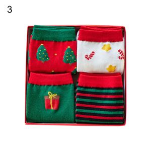 4 Paar Weihnachtssocken, bezaubernder Weihnachtsmann-Aufdruck, aufmerksames Geschenk, Weihnachtsbevorzugung, bedruckt, Damensocken für Mädchen, 3