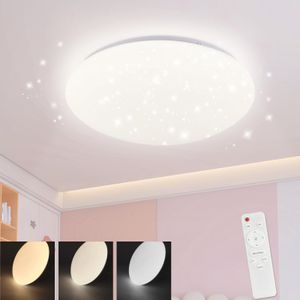 ZMH LED Deckenleuchte ‎Weiß Schlafzimmer  Dimmbar mit Fernbedienung 37W Sternenhimmel  Rund für Wohnzimmer Kinderzimmer Küche Flur