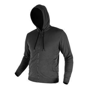 NEO TOOLS Herren Fleece-Sweatshirt mit Kapuze und Reißverschluss Grau - Male Kapuzenpullover mit durchgehendem Reißverschluss Größe S