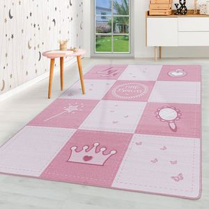 Little Kinderteppich Teppich Prinzessin Jungen-Mädchen Spielen Kinderzimmer, Farbe:Pink , Größe:120 x 170 cm