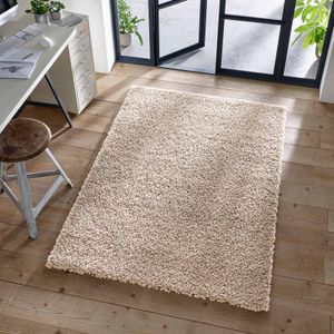 Shaggy Teppich I Flauschiger Langflor fürs Wohnzimmer, Esszimmer, Schlafzimmer oder Kinderzimmer |  Beige