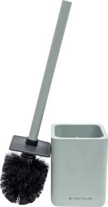 TOM TAILOR WC Bürste Toilettenbürste für Badezimmer Grün | Klobürste mit Toilettenbürstenhalter, Wc Bürstengarnitur Stehend, WC Garnitur, Bad Accessoires, Badezimmer Zubehör, 9,5 x 9,5 x 37 cm