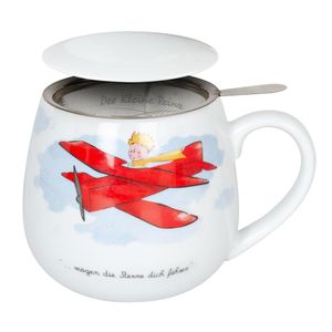 Könitz Der kleine Prinz Flugzeug Becher, Tasse, Teetasse, mit Sieb und Deckel, Porzellan, 420 ml, 11 5 143 2316