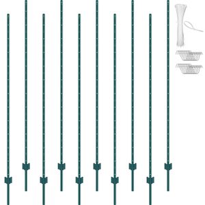 VEVOR 7 Fuß Zaunpfosten, 10er-Pack T-Pfosten Hochleistungs-Zaunpfosten aus Metall, stabile Zaunpfähle aus Stahl für Gartenhof, Rasen, Bauernhöfe und Maschendrahtzäune im Freien, grün