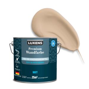 LUXENS - Premium Wandfarbe 2,5 l - Caffè Latte - Matt - Wände, Decken & Täfelungen - Anti-Allergen - Ohne endokrine Disruptoren - 25m²