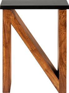 WOMO-DESIGN Beistelltisch N-Form 60cm, Braun-Schwarz, handgefertigt aus Massivholz Akazienholz