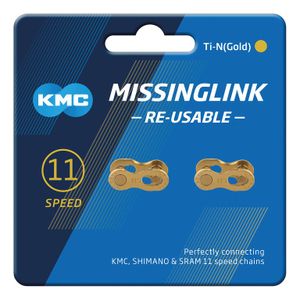 KMC Missinglink 11R Ti-N Gold 2 Stück f. Kettenschloss 5,65mm,11-f.,re-usable