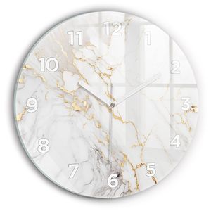Wallfluent Wanduhr – Stilles Quarzuhrwerk - Uhr Dekoration Wohnzimmer Schlafzimmer Küche - Zifferblatt - weiße Zeiger - 30 cm - Dekorativer Marmor