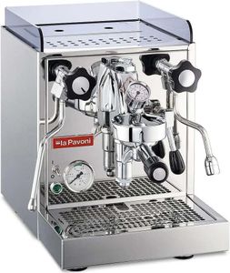 La Pavoni Cellini Classic-CCC Traditionelle Espressomaschine, Edelstahlgehäuse, Tassenwärmer, Milchaufschäumer